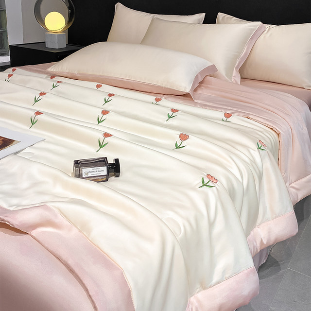 Summer machine washable ice silk summer cool quilt four-piece students dormitory single summer quilt air-conditioned quilt summer quilt ບາງໆ