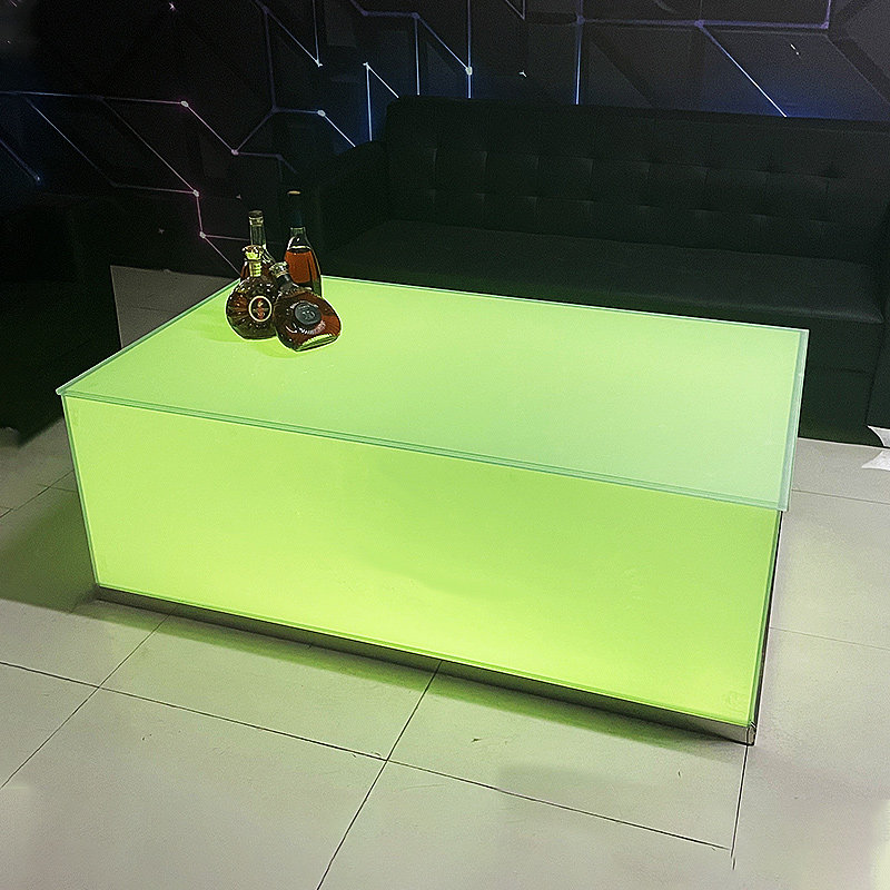Spot KTV Tea Table Luminous Clubhouse Bar Table Tempered Glass Stainless Steel Minima LED Light Discoloration Table
