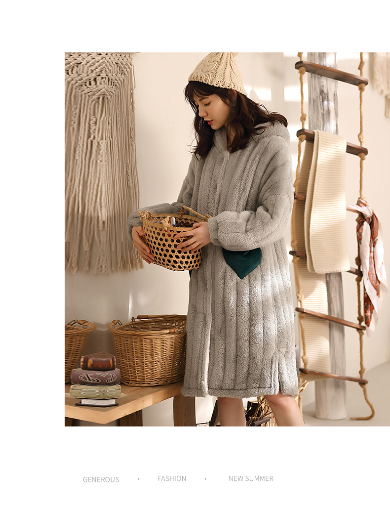 Cùng ngôn ngữ in san hô nhung ba lớp đồ ngủ bằng vải bông nữ mùa đông ấm áp đệm áo ngủ dịch vụ nhà cộng với áo choàng nhung mùa đông đồ pijama nam