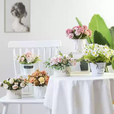 Simulation rose hydrangea sunflower fake flower ornaments living room table coffee table plastic silk flower decoration decoration