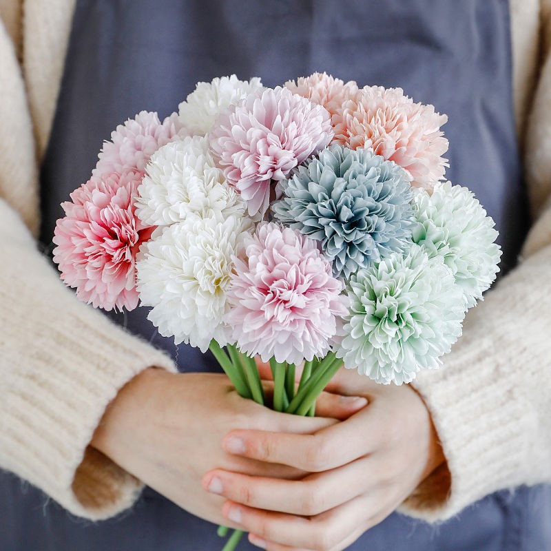 Embroidered Fake Flowers Decoration Living Room Room Room Decoration TV Cabinet Tabletop Emulation Plastic Flower Drying Flowers Small Pendulum