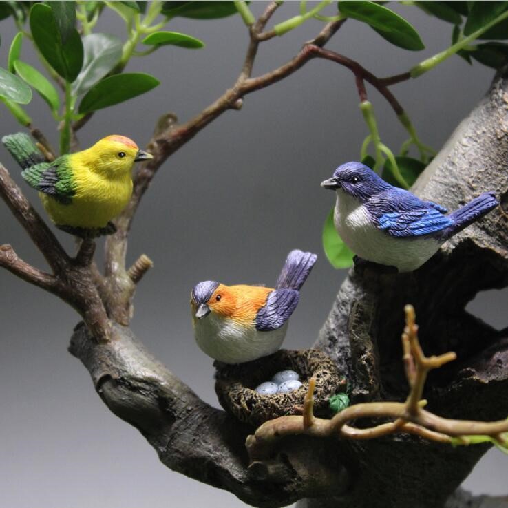 Bird modeling craft gift decoration cute bird nest gardening bonsai decoration accessories bird egg micro landscape decoration potted garden landscape