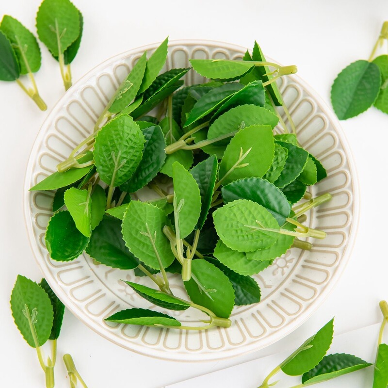 Artificial Plant Green Mint Leaves, Dead Branches, DIY Accessories, Two-Pronged Tape, Magnolia Leaves, Cake Decoration Ornaments
