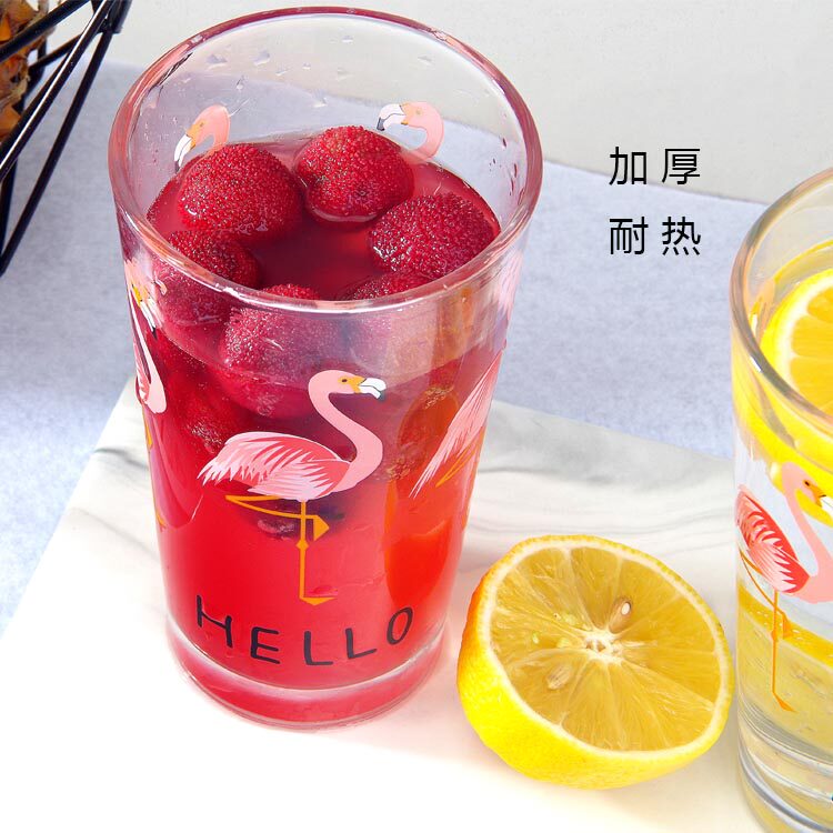 Transparent simple glass cup creative cup thickened cup heat-resistant large-capacity office cup with lid spoon straw