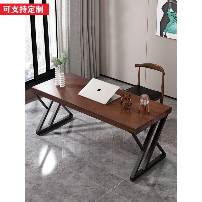 Computer Desk Desk Nordic Solid Wood Home Minimalist Student Learning Desk Bedroom Iron Art Desktop Desk Sub