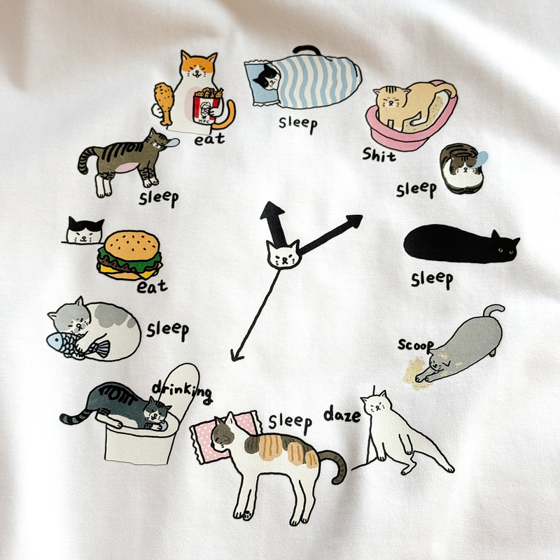 A Cat's Day (Low Energy No Socializing Edition) Illustrator Nuonuo Lava Collaboration Pure Cotton T-Shirt at Ujian A Cat's Day (Low Energy No Socializing Edition) Illustrator Nuonuo Lava Collaboration Pure Cotton T-Shirt at Ujian