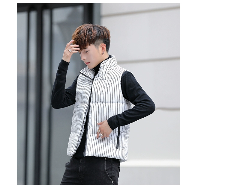 Vest nam mùa thu đông mùa thu Phiên bản Hàn Quốc của xu hướng cổ điển đẹp trai áo khoác xuống cotton ấm áp vest nam dày áo hoodie nam