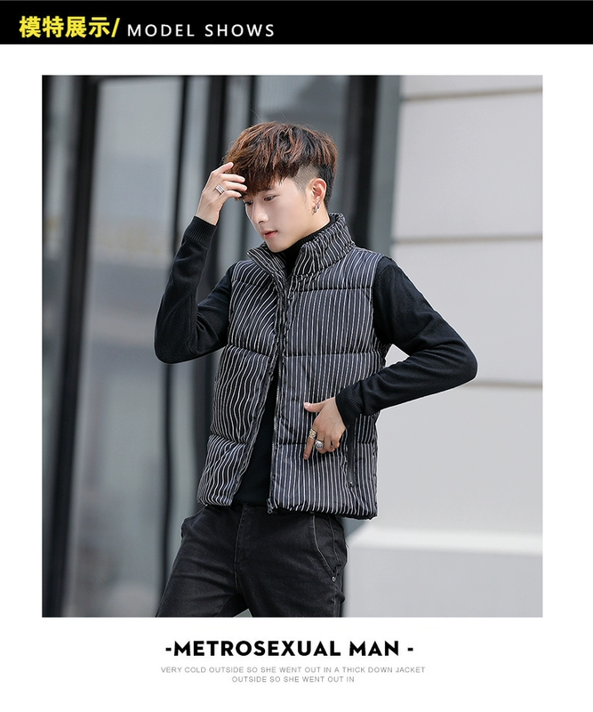 Vest nam mùa thu đông mùa thu Phiên bản Hàn Quốc của xu hướng cổ điển đẹp trai áo khoác xuống cotton ấm áp vest nam dày