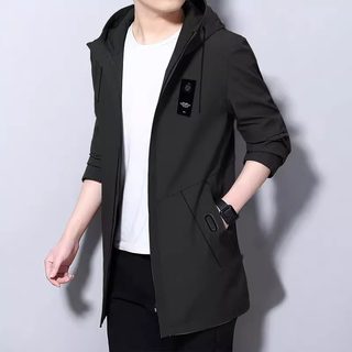 2025 autumn and winter new men's jacket casual loose mid-length windbreaker handsome trendy plush thickened cotton jacket