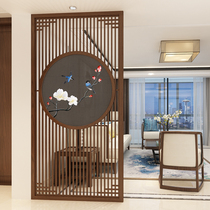 New Chinese style solid wood screen grille partition wooden living room embroidery hotel porch Chinese partition double-sided embroidery office