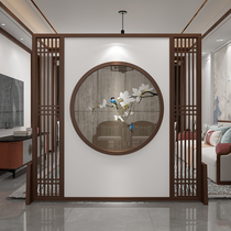 Embroidery New Chinese solid wood screen partition Living room Tea space Entry into the family Xuanguan Chinese partition Double-sided embroidery can be moved