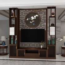 New Chinese Double-sided Embroidery Screen Partition Living Room Dining Room Dining Room Solid Wood Shelve Entrance to the family Xuanguan TV cabinet Decorative Cabinet