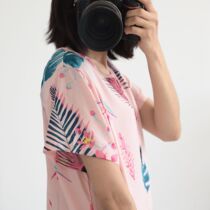 Thin summer short-sleeved dress womens cool cotton cotton nightgown can be worn on the outside