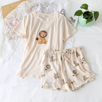 Summer new suit Modale Cotton Cartoon Girlfriends Dress Girls Short Sleeve Shorts Family of Sleeping Day Teenage Girl