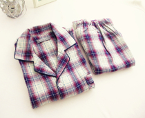 Foreign trade Japanese cotton linen double-layer gauze spring and autumn mens home clothing pajamas set fattening increase retro style