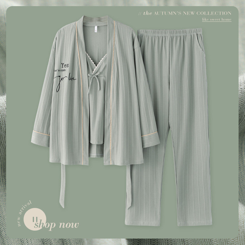 Mrs. Silie sleepwear lady spring autumn pure cotton long sleeves can be worn out of three sets of autumn winter all-cotton 2020 new home clothes