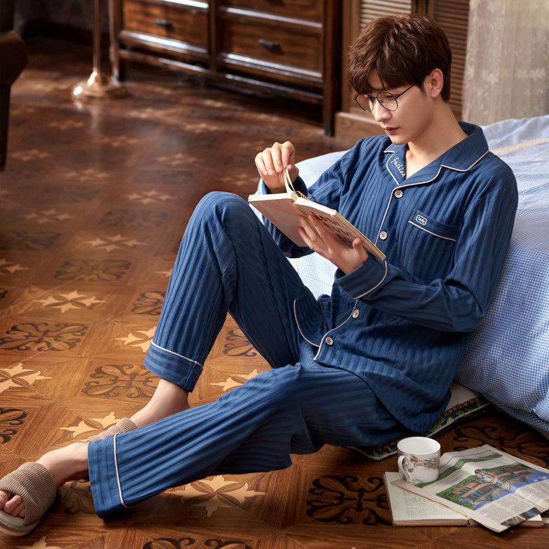 Brand Men Sleeping Clothes Autumn Winter Style Pure Cotton Long Sleeves Mid Thick Fall Full Cotton Man Style Trendy Fashion Personality Home Clothing