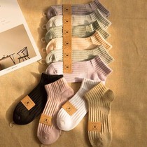 Socks womens cotton low-top mid-tube socks Boat socks girls retro Japanese spring and summer thin socks shallow mouth Korean cute
