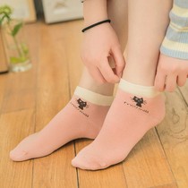 (5 pairs)Boat socks womens socks cotton sweat-absorbing deodorant socks Cute cat invisible socks Korean version of wild socks