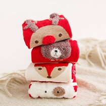 Autumn and winter Korean Christmas cute floor socks children coral velvet towel socks adult warm sleep socks