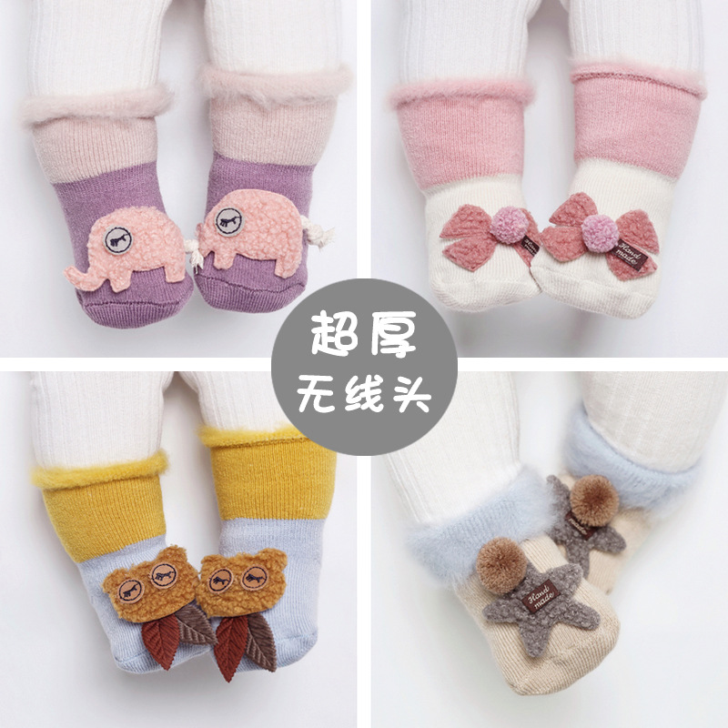 Newborn baby stockings autumn and winter pure cotton thickened infant baby shoes and socks children spring and autumn 0-3 months 1 year old