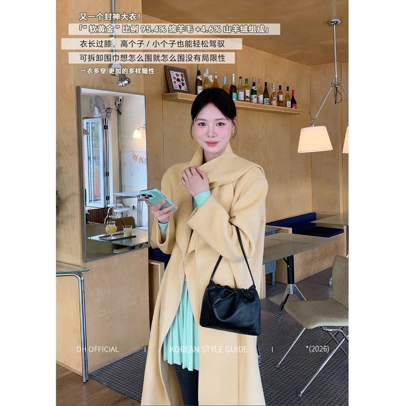 Limited-Time Clearance Sale | Big Flower [Lisbon Love Poem] Sheep Wool + Cashmere Tieless Neck Warmer Coat