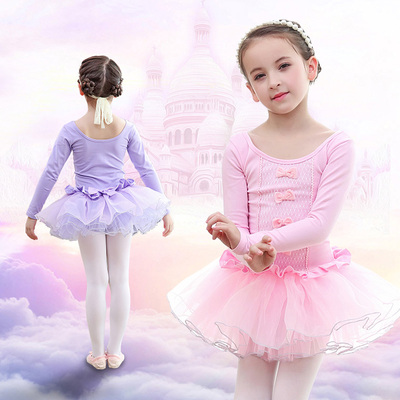 Ballet dresses, children's long sleeved test clothes, lace butterfly fitness suit, girls' dancers.