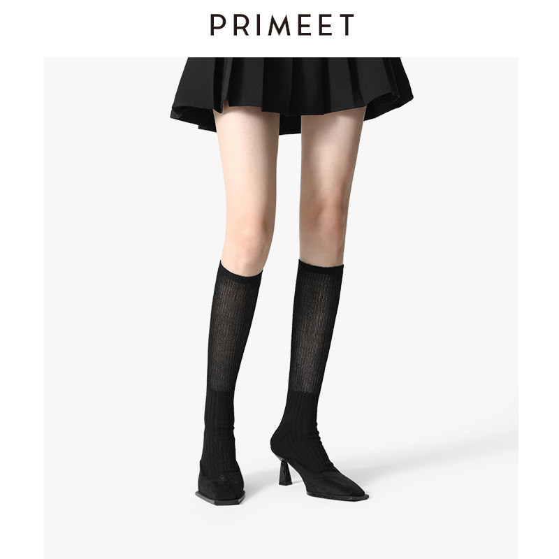 Air conditioning Sox net red personality pure color calf socks Semi-cut socks Black Sox children Long Sox jk cotton socks pile socks cotton-Taobao