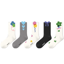PRIMEET Paimi Bow Socks Womens Spring and Autumn Mid-Stocks 2024 New Sports Long Socks Cotton Socks