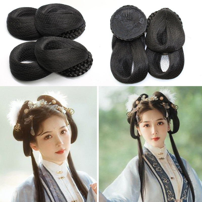 Costume wig flower thousand bones modeling cos hair bun photo studio shooting Zhao Liying fairy ancient style small bone wig bag