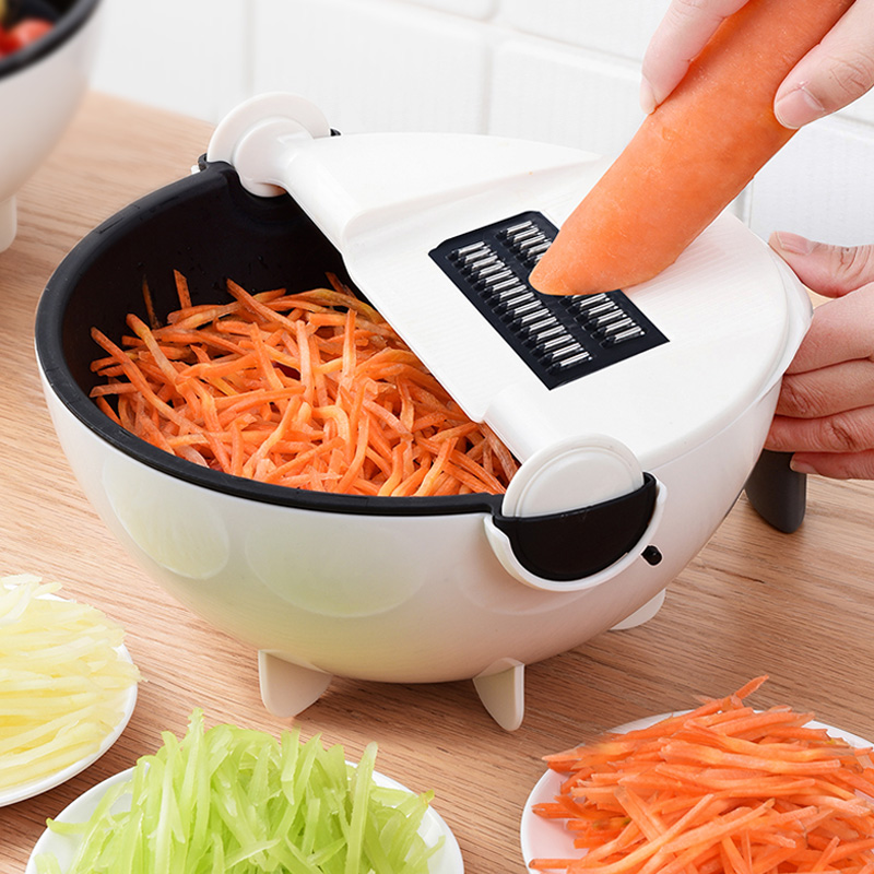 Multifunctional vegetable cutter potato shredded shredder kitchen artifact household tool manual slicer grater drain basket