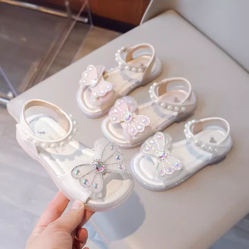 Летние сандалии с бантиком, туфли для принцессы, пляжная пляжная обувь, в корейском стиле, мягкая подошва