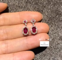 (Westin Jewelry) Carefully selected pigeon blood red ruby diamond 18K gold earrings