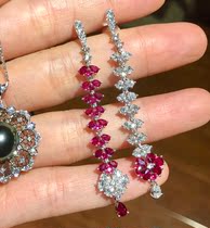 (Weichtine Jewelry) Flow Su Pigeon blood red ruby drop flowers Diamond 18k gold Coloured earrings Earrings