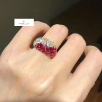 (Westin Jewelry)Three-dimensional inlaid gradient horse eye Pigeon blood red ruby diamond 18k ring row ring