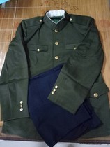 1990s state-owned enterprises and public institutions full-time fire alarm collection of upper green upper and lower blue twill imitation wool old winter clothing uniforms