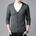 Mùa thu và mùa đông mới áo khoác cardigan dày nút nam cổ chữ V đan mỏng Slim màu trung tính và áo len cao tuổi - Cardigan Cardigan