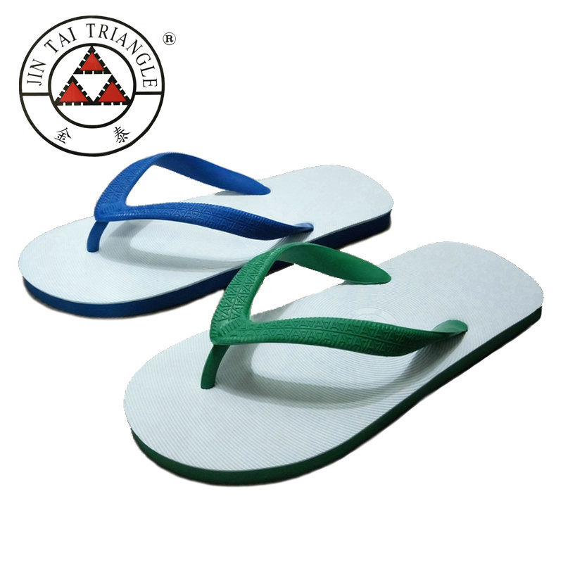 Jintai Triangle Genuine Thai Imported Natural Pure Rubber Men's Flip-Flops Summer Sandals Wear-Resistant Non-Slip White Sole