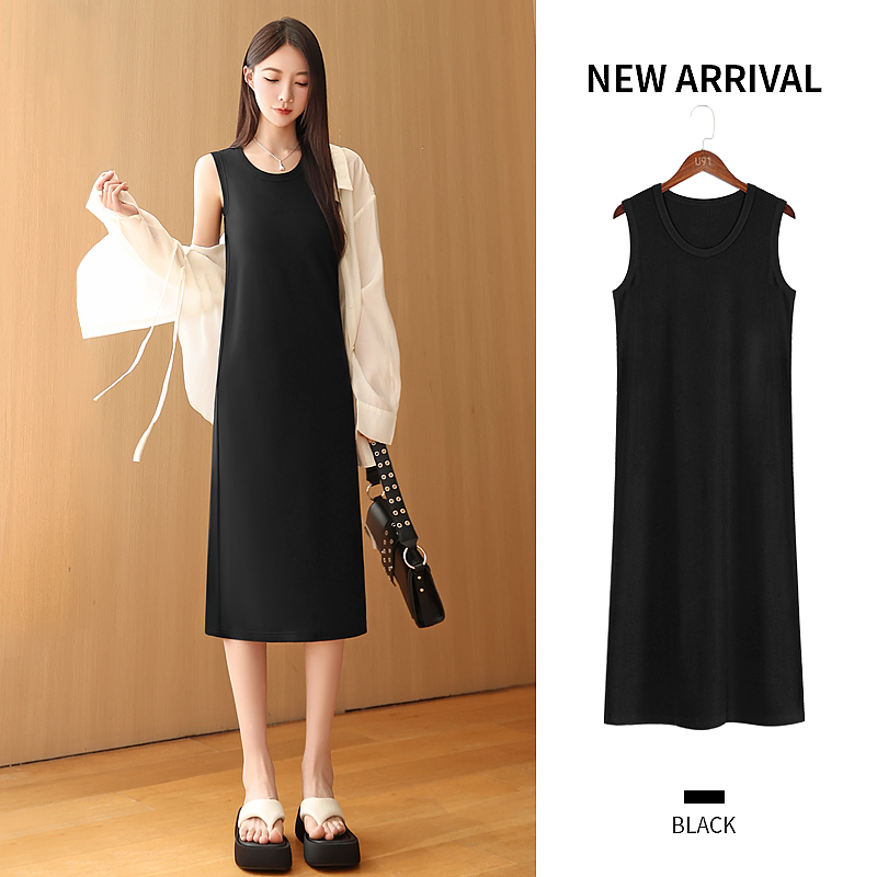 Black Dress for Women, Spring/Summer 2026 New Style, High-End Sleeveless Camisole, Petite Inner Wear, Base Layer Tank Top Long Dress