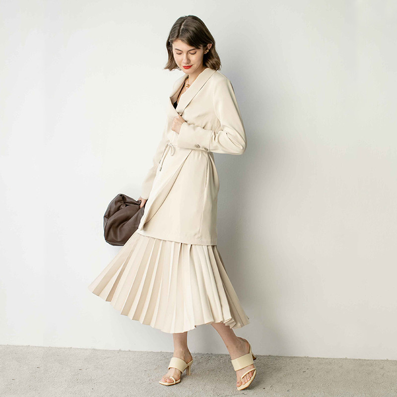 Jade Shadw Jade Shadow original design fashion temperament loose loose pleats and swing A - word skirt