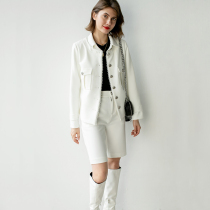 BEEWOOD Biwutong original design womens fashion lace single-breasted jacket five-point pants suit two-piece suit