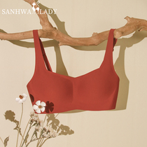 No-scratched underwear woman No steel ring gathers big chest for small and thin vest type small chest bra anti-walking light latex bra