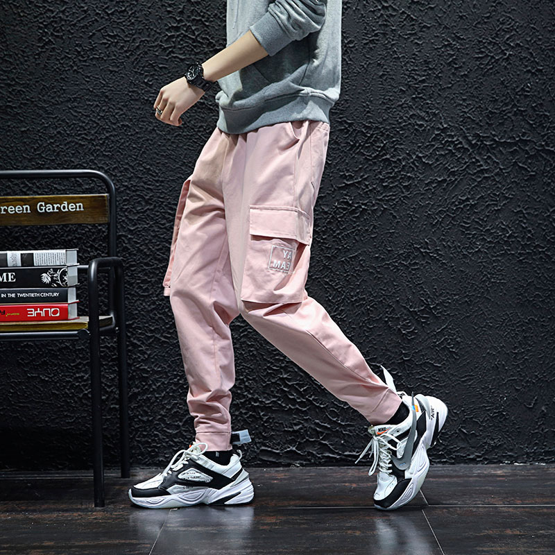 Autumn Winter Pink Workwear Pants Men's Magic Collage feet floating with cargo 90% Pants Day Ensemble Loose Chic Tide Cards