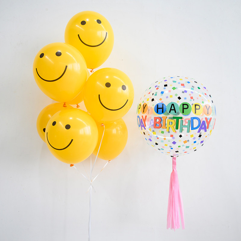 Korea Ins Nets Red Smiley Face Latex Balloons 10 Inch Baby Thyme Full Moon Birthday Party Decorations