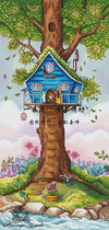 Import original drawings Print France Import DMC Cross embroidered self assorted pieces tree house