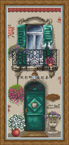 Import original drawings Print France Import DMC Cross embroidered self matching piece balcony series Green door