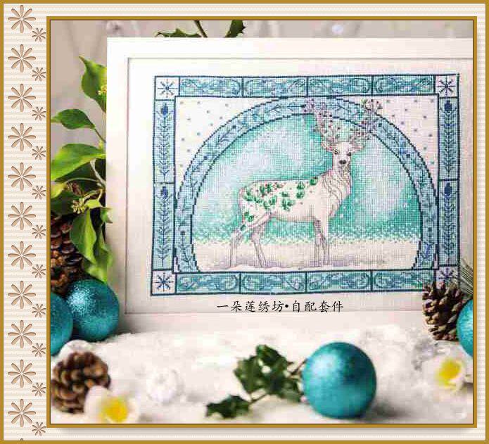 Drawing printing French imported DMC cross-stitch self-supporting parts Magazine-Snow Deer