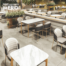 Café Milk Tea Sweet Snack Snack Hotel Bar Clear restaurant Nordic Dining Rock Plate Stainless Steel Table