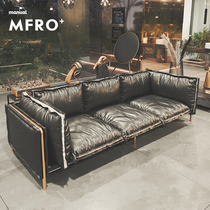 Light extravagant modern Italian style genuine leather combined sofa single double trio position living room size family hotel will guest-like board room