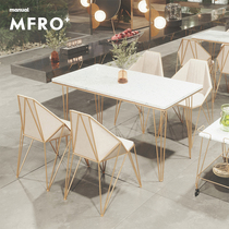 Net Red Milk Tea Shop Bar Snack Hotel Sweet Shop Coffee Hall Clear Dining Water Mill Stone Rockboard Table And Chairs Combination